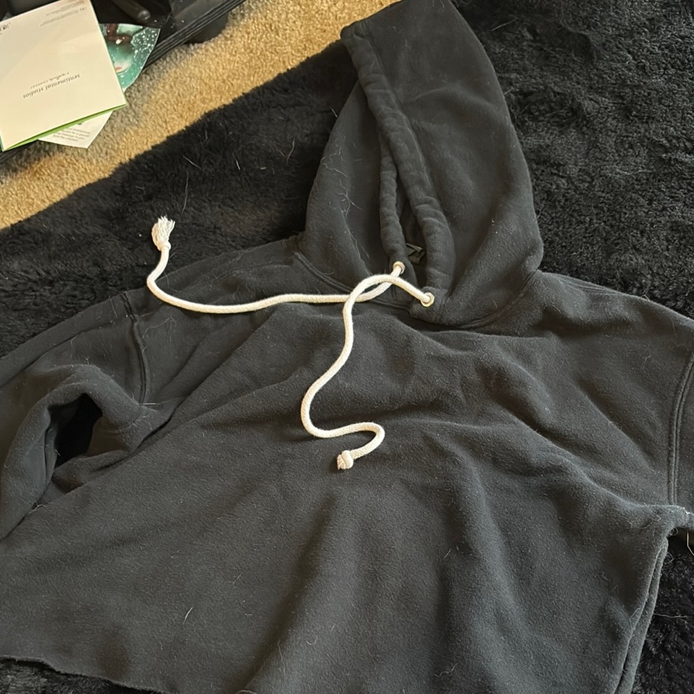 Black Hooded Sweatshirt with Drawstrings